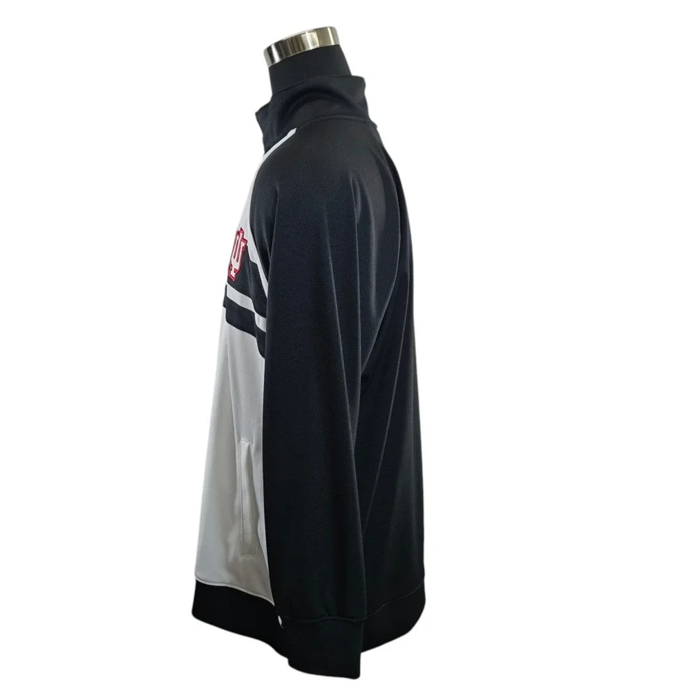 Adidas Track Jacket Mens 2XL Black White Polyester Indiana Hoosiers Zip Trefoil‎